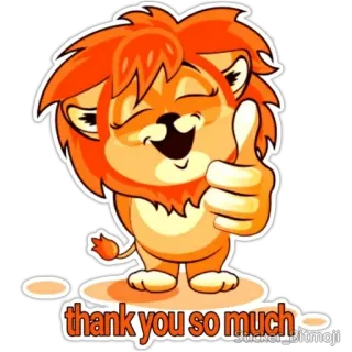 👍 thank you so much leone, animale, grazie, gratitudine, carino, pollice in su telegram sticker