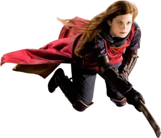 🎗 Ginny Weasley Harry Potter Ginny Weasley, Harry Potter, Quidditch, broomstick, flying, wizard, witch, magic telegram sticker