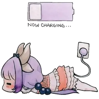 🤤 Kanna Kamui Miss Kobayashi's Dragon Maid NOW CHARGING... Anime, Kanna, Drago, Carica, Cameriera, Stanco/a telegram sticker