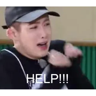 😣 HELP!!! homme, pleurer, détresse, aide, kpop, mème telegram sticker