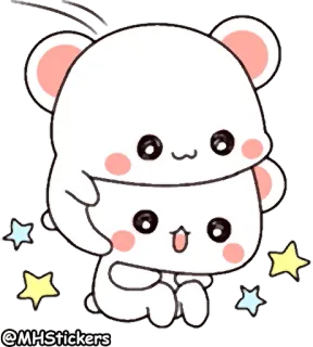 🤗 @MHStickers 카와이, 귀여운, 곰, 스티커, 흰색, 만화, 동물 telegram sticker