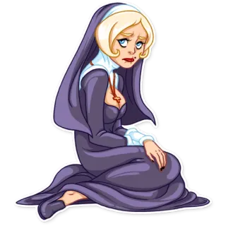 🙁 nun, blood, cross, religion, gore, vampire telegram sticker