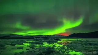 ✨ natur, aurora, borealis, himmel, grün, eis, landschaft telegram sticker