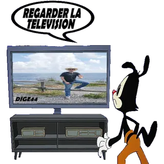 📺 REGARDER LA TELEVISION televisión, dibujos animados, viendo, francés, divertido telegram sticker