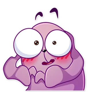 😳 cartoon, sticker, purple, cute, animal, eyes whatsapp sticker