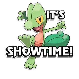 🤩 Treecko Pokemon IT'S SHOWTIME! Pokemon, Gecko, Es ist Showtime, Videospiel, Charakter, Gaming, Echse whatsapp sticker