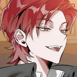 🥢 anime, manga, personaje, pelo rojo, sonrisa, arte, dibujo animado telegram sticker