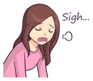😪 woman, tired, exhausted, cartoon, sticker, anime telegram sticker