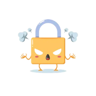 😡 자물쇠, 화난, 보안, 만화, 보호, 비밀번호 whatsapp sticker