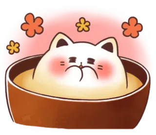 ☕ chat, kawaii, mignon, bol, dessin animé, autocollant whatsapp sticker