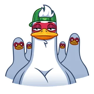 😐 鸭子, 团伙, 卡通, 鸟, 动物 telegram sticker