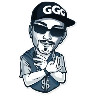 😎 GGG hombre, gafas de sol, dibujos animados, pegatina, cadena, dinero telegram sticker