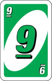 💚 uno, card, game, number, green, nine whatsapp sticker