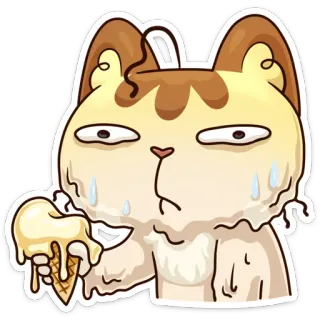 🥵 gato, helado, sudor, dibujo animado, sticker, lindo, divertido, derritiendo telegram sticker