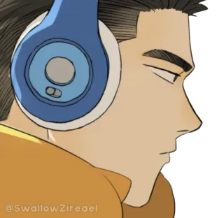 😐 @SwallowZireael perfil, persona, auriculares, audífonos, ilustración telegram sticker
