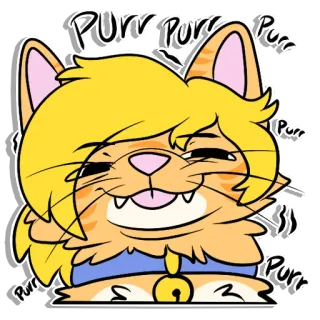 😌 PURR PURR PURR chat, animal, mignon, chaton, ronronnement, kawaii, orange, oreilles telegram sticker