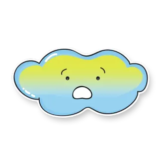 😨 Wolke, Wetter, traurig, Sticker, Cartoon, süß, gelb, blau whatsapp sticker