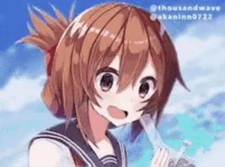 🌟 Anime, Mädchen, Trinken, Wasser, Schuluniform whatsapp sticker
