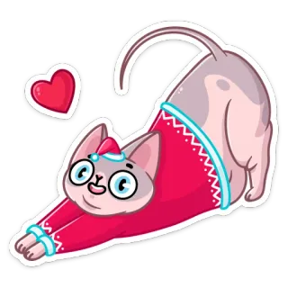 ❤️ cat, heart, cute, animal, sticker, cartoon, love, pink telegram sticker