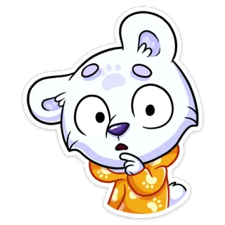 🤨 kreskówka, niedźwiedź, biały niedźwiedź, myślenie, słodki, zwierzę, kawaii telegram sticker