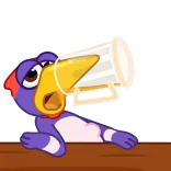 🍺 bird, cartoon, sad, bored, purple, red, yellow telegram sticker