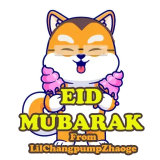 🙌 EID MUBARAK From LilChangpumpZhaoge Eid, Mubarak, Vakantie, Viering, Vos, Cartoon telegram sticker