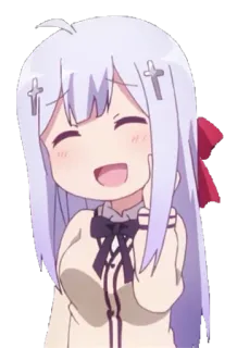 😄 Raphi Gabriel DropOut Anime, Ragazza, Carina, Sorriso, Dito medio telegram sticker