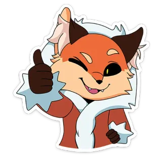 👍 狐狸, 动物, 点赞, 卡通, 贴纸, 可爱, 眨眼 telegram sticker