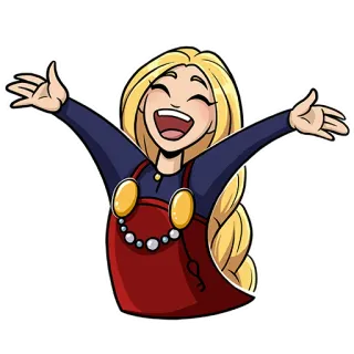 😃 Kartun, Senang, Wanita, Pirang, Karakter, Tersenyum whatsapp sticker