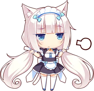 😕 アニメ, 猫耳, メイド, ちび telegram sticker