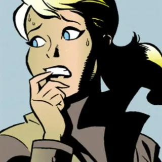 📎 Frau, Cartoon, Comic, besorgt, blond, Figur telegram sticker