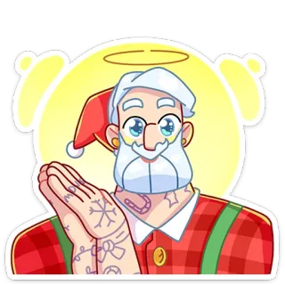 😇 Père Noël, Noël, Tatouage, Flocon de neige, Personnage, Dessin animé, Fête telegram sticker
