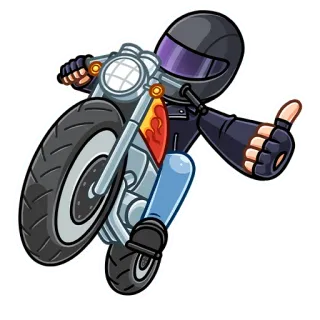 👍 motorcycle, motorbike, rider, helmet, transportation, vehicle, thumb up telegram sticker