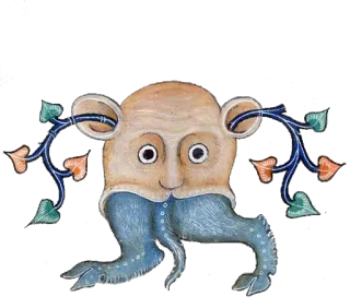 😱 monstruo, medieval, criatura, ilustración, fantasía whatsapp sticker
