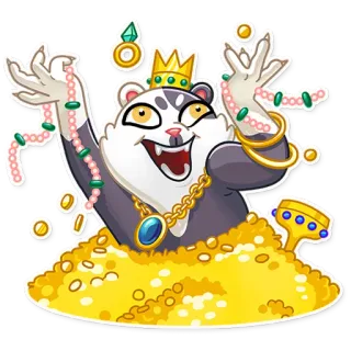 💰 dessin animé, animal, chat, or, bijou, couronne, richesse, riche whatsapp sticker
