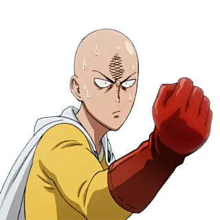 😤 Saitama One-Punch Man saitama, one-punch man, anime, héroe, puñetazo, serio whatsapp sticker