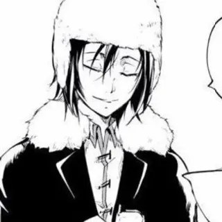 🌟 Fyodor Dostoevsky Bungou Stray Dogs アニメ, マンガ, 帽子, 笑顔, ニヤリ telegram sticker