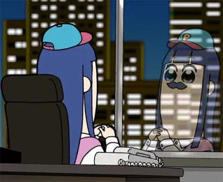 🧛‍♀️ Popuko Pop Team Epic Anime, Cartoon, Manga, Büro, Fensterspiegelung, Pop Team Epic, Popuko telegram sticker