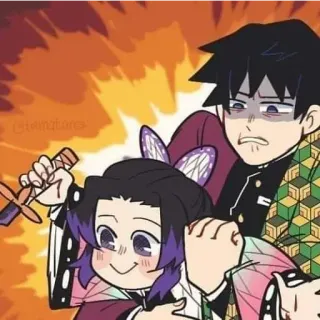 👹 อนิเมะ, ดาบ, ดาบพิฆาตอสูร, ชิโนบุ โคโจ, กิยู โทมิโอกะ telegram sticker