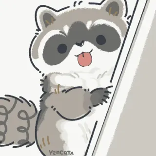 👅 raccoon, cute, animal, cartoon, illustration telegram sticker