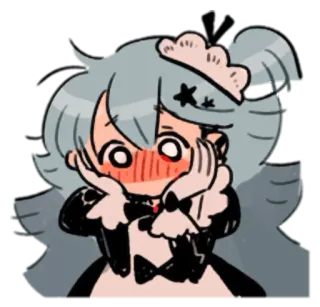 😳 Anime, Maid, Arrossire, Cartone animato, Carino, Ragazza, Personaggio telegram sticker