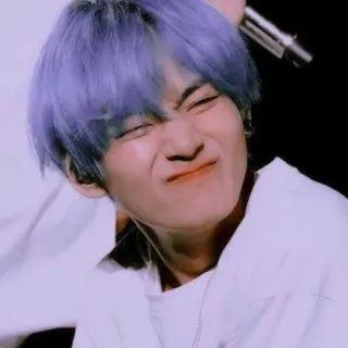 😁 Kim Taehyung คิมแทฮยอง, วี, BTS, เคป็อป, นักร้อง, ไอดอล, ผมสีม่วง, คน, ผู้ชาย telegram sticker