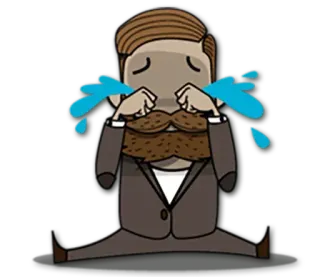 😭 crying, sad, mustache, man, suit, cartoon telegram sticker