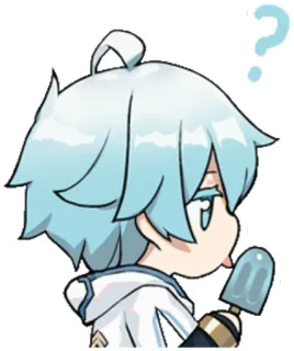 🍦 Chongyun Genshin Impact Anime, Chibi, Chongyun, Genshin Impact, Vraagteken, Waterijsje telegram sticker