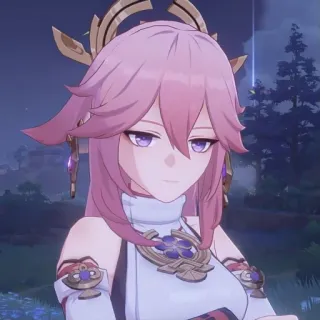 🦊 Yae Miko Genshin Impact яэ мико, genshin impact, аниме, видеоигра, персонаж, розовые волосы whatsapp sticker