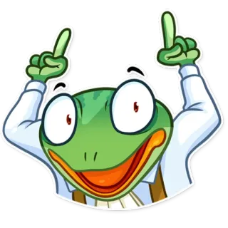 ☝️ กบ, การ์ตูน, ตัวละคร, สัตว์, ชี้ telegram sticker