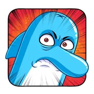 😡 Мультфильм, Злой, Дельфин, Синий, Иллюстрация, Животное telegram sticker