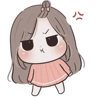 😡 boos, cartoon, sticker, schattig, karakter, meisje whatsapp sticker