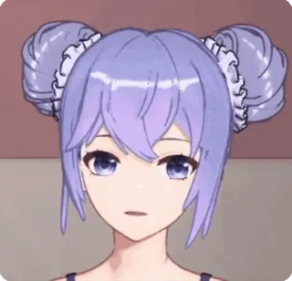 😦 anime, garota, fofa, desenho animado, avatar, retrato whatsapp sticker