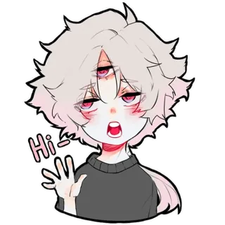 ✋ Hi anime, desenho animado, personagem, oi, saudação telegram sticker